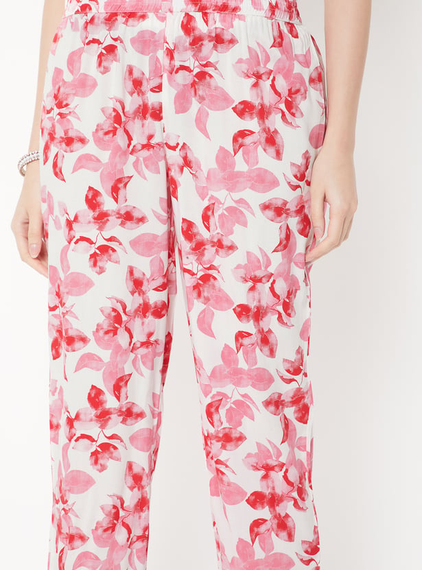 Women Floral Print Straight Pants