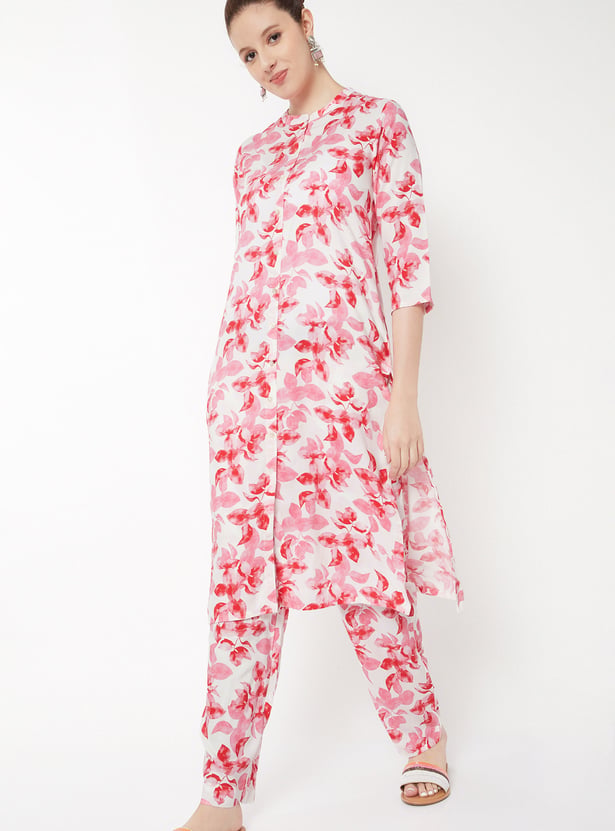 Women Floral Print Straight Pants
