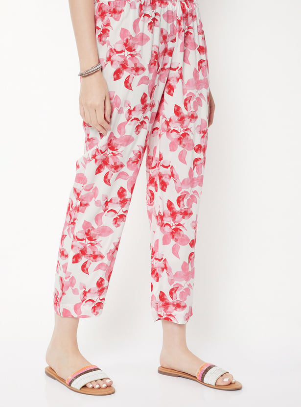 Women Floral Print Straight Pants