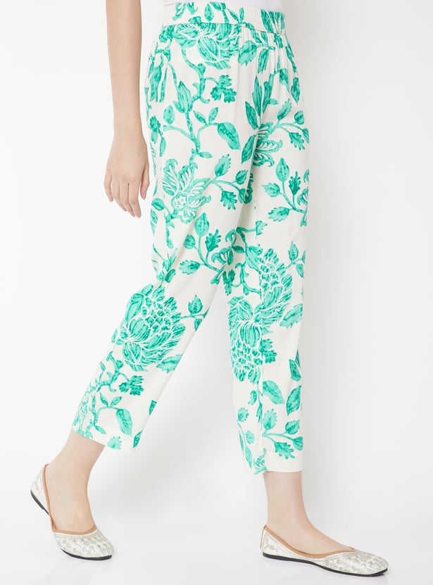 Women Floral Print Straight Pants