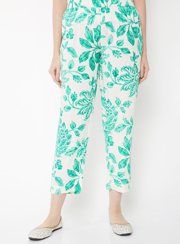 Women Floral Print Straight Pants
