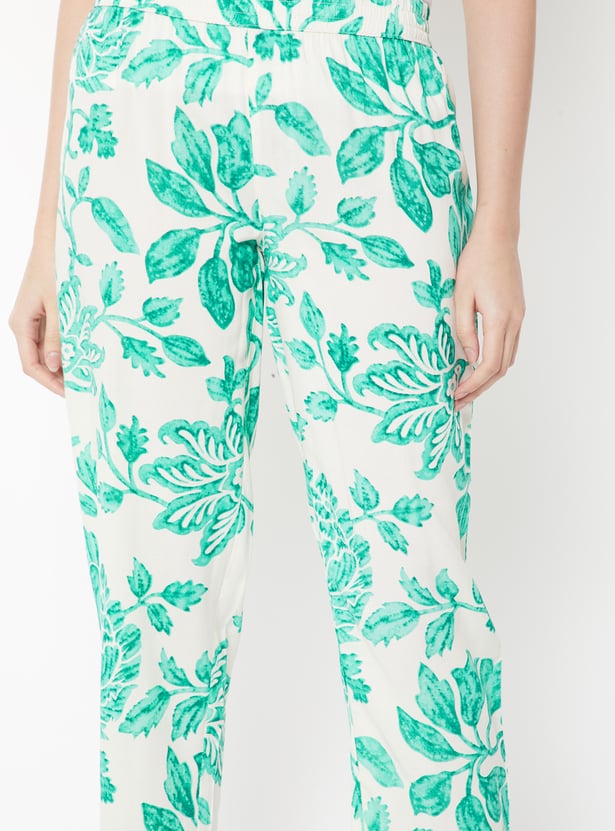 Women Floral Print Straight Pants