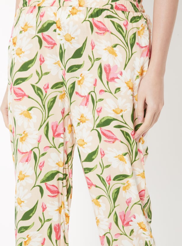 Women Floral Print Straight Pants
