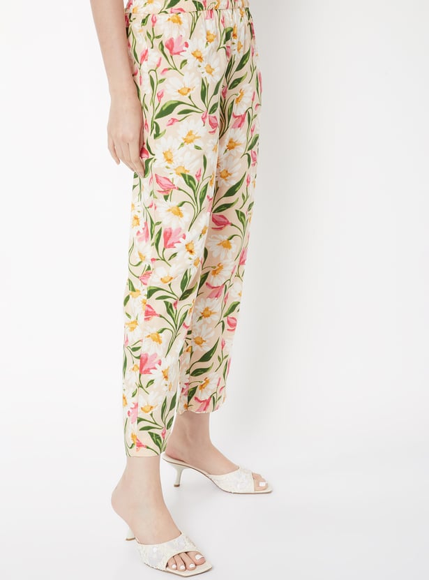 Women Floral Print Straight Pants