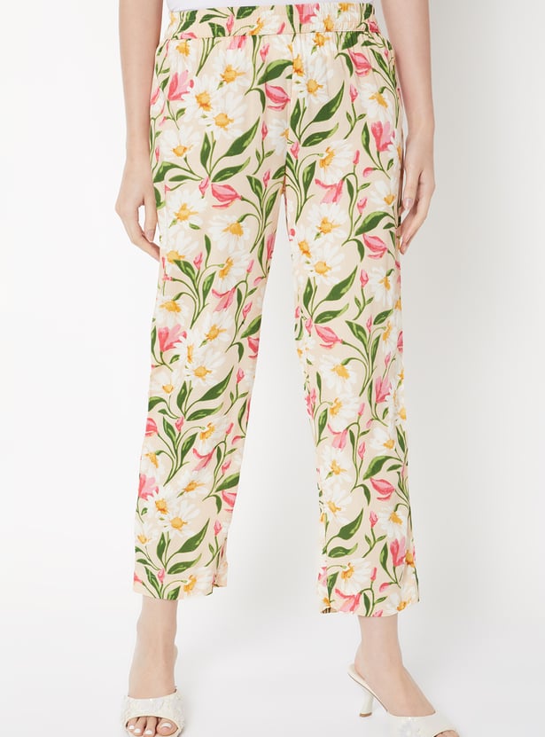 Women Floral Print Straight Pants