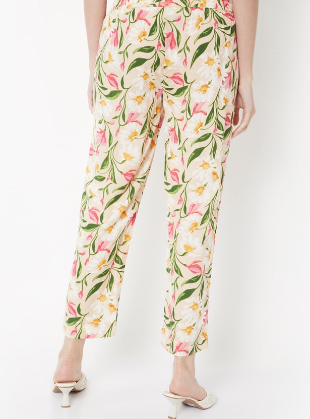 Women Floral Print Straight Pants
