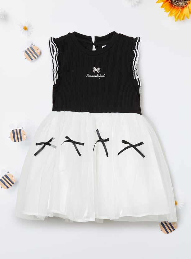 Girls Bow-Detailed Tulle Dress