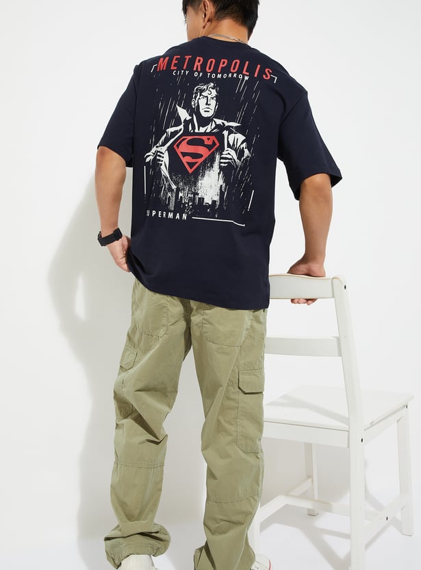 URB_N Men Oversized Superman Back Print T-shirt