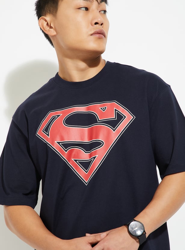 URB_N Men Oversized Superman Back Print T-shirt