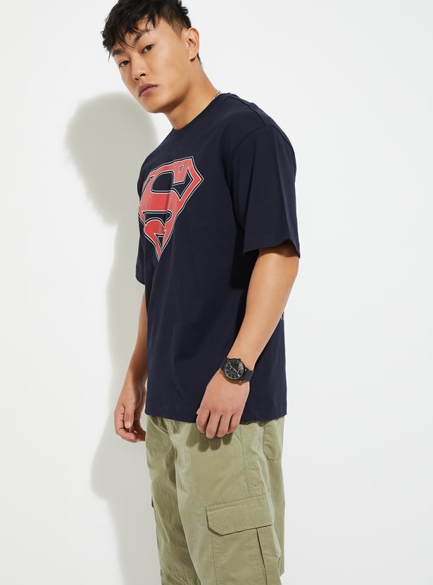 URB_N Men Oversized Superman Back Print T-shirt