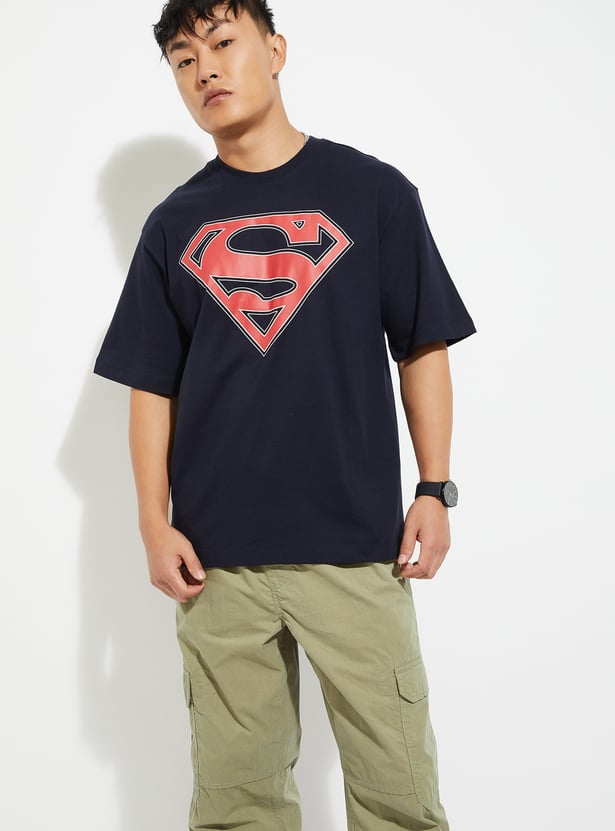 URB_N Men Oversized Superman Back Print T-shirt