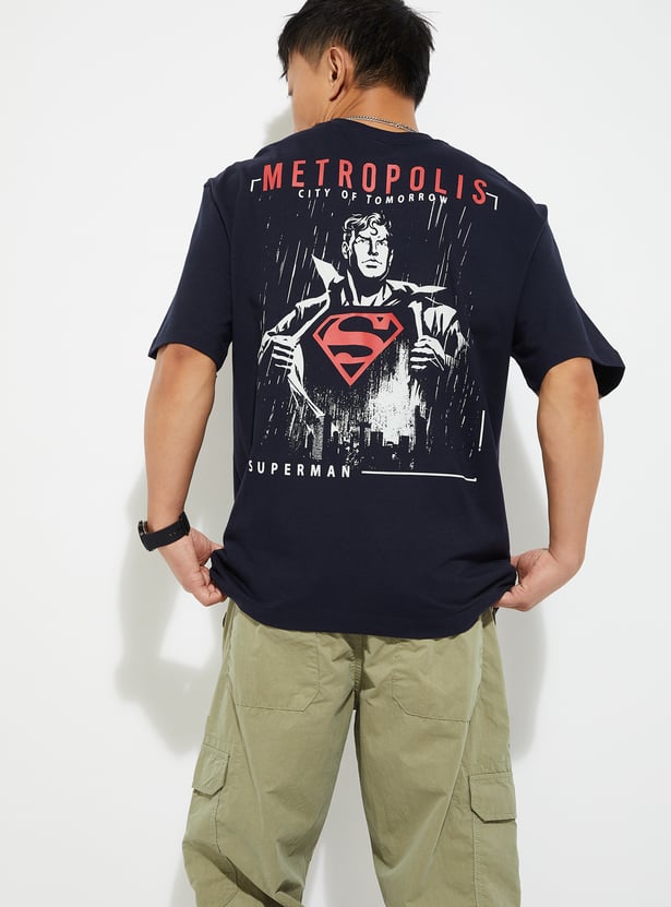 URB_N Men Oversized Superman Back Print T-shirt