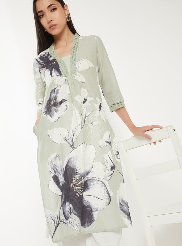 Women Floral Print Straight Kurta