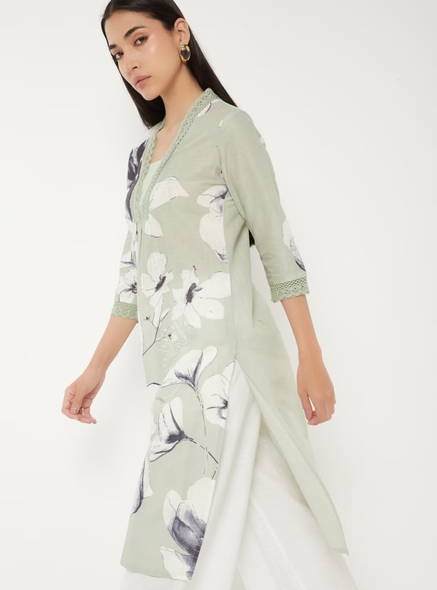 Women Floral Print Straight Kurta