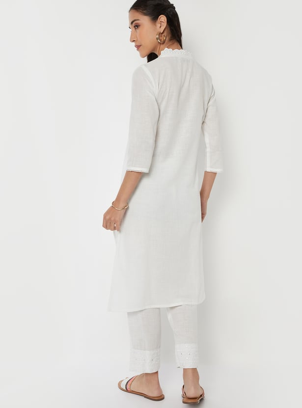 Women Embroidered Straight Kurta