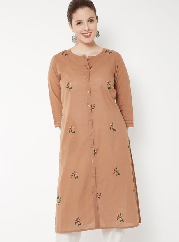 Women Embroidered Straight Kurta