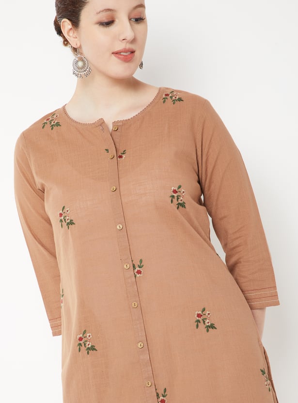 Women Embroidered Straight Kurta