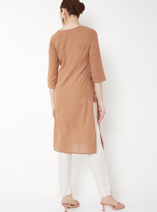 Women Embroidered Straight Kurta