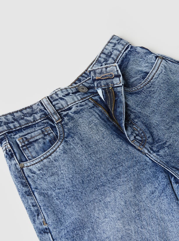 Boys Washed Denim Cargo Jeans