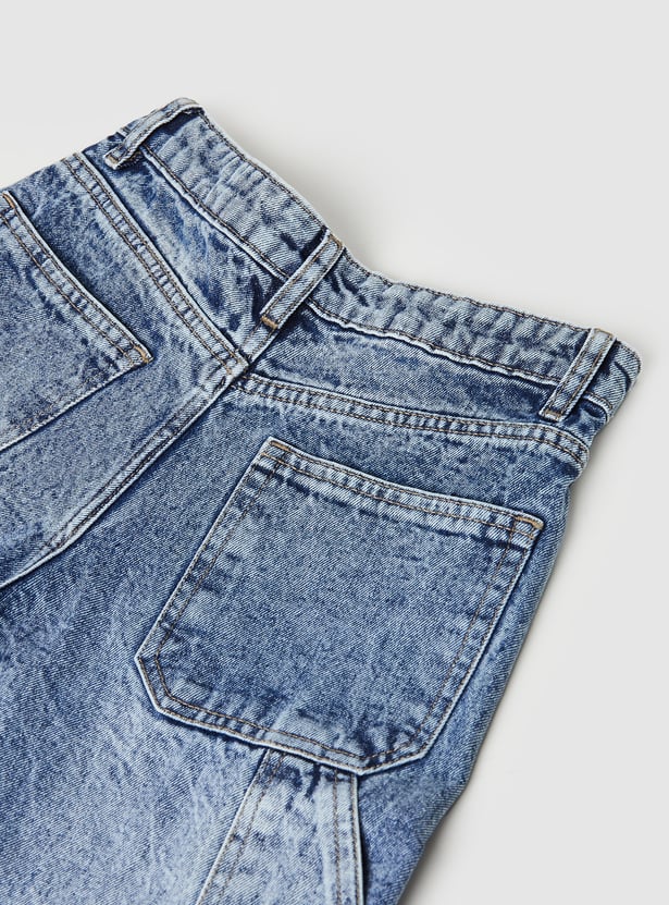 Boys Washed Denim Cargo Jeans