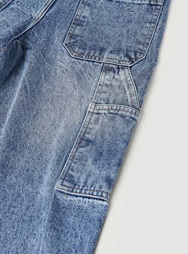 Boys Washed Denim Cargo Jeans