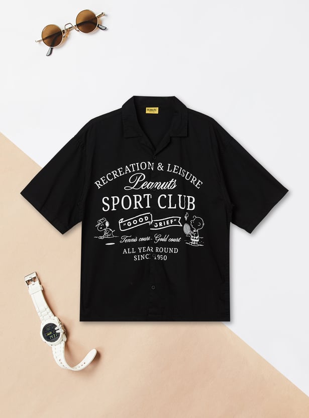 Boys Peanuts Printed Oversized Shirt