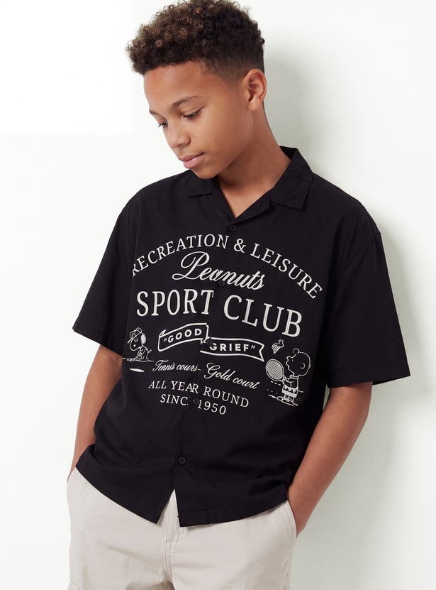 Boys Peanuts Printed Oversized Shirt