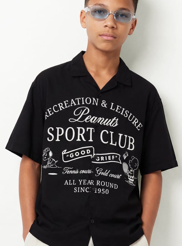 Boys Peanuts Printed Oversized Shirt