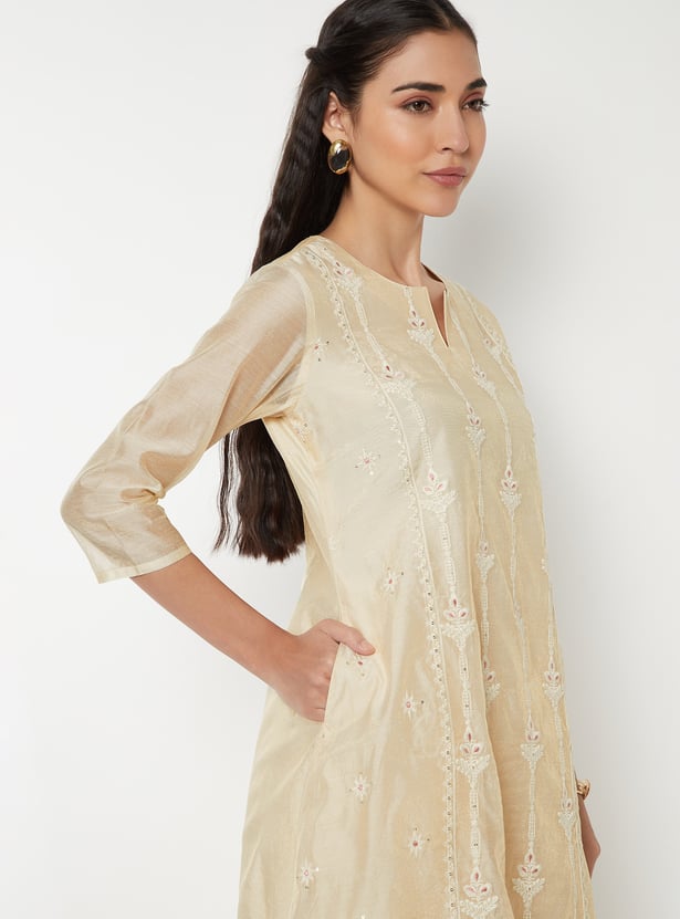 Women Embroidered A-line Kurta Set