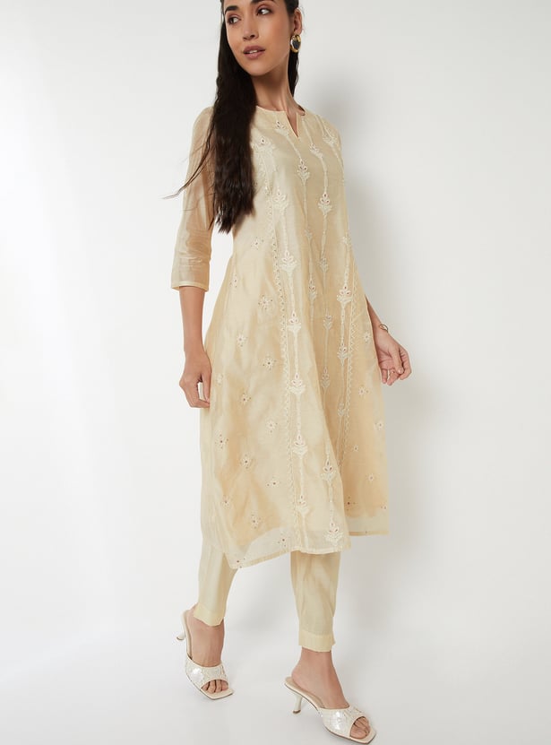 Women Embroidered A-line Kurta Set