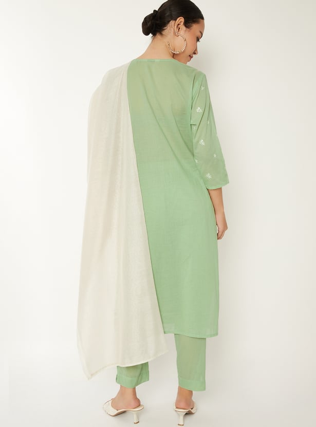 Women Embroidered Straight Kurta Set