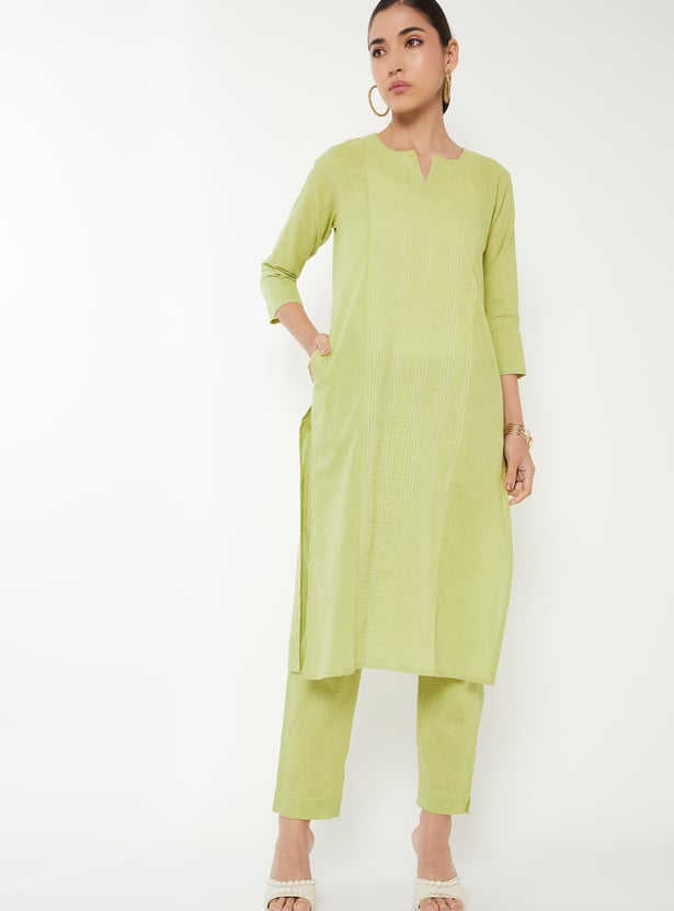 Women Embroidered Straight Kurta Set