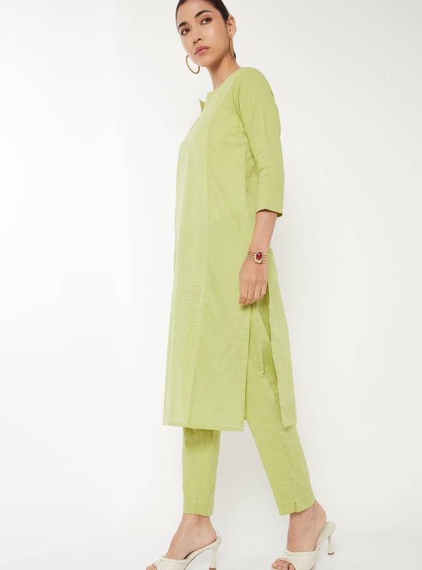 Women Embroidered Straight Kurta Set