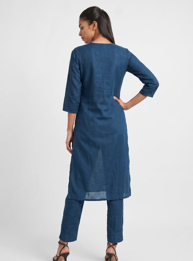 Women Embroidered Straight Kurta Set