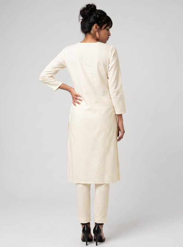 Women Embroidered Straight Kurta Set