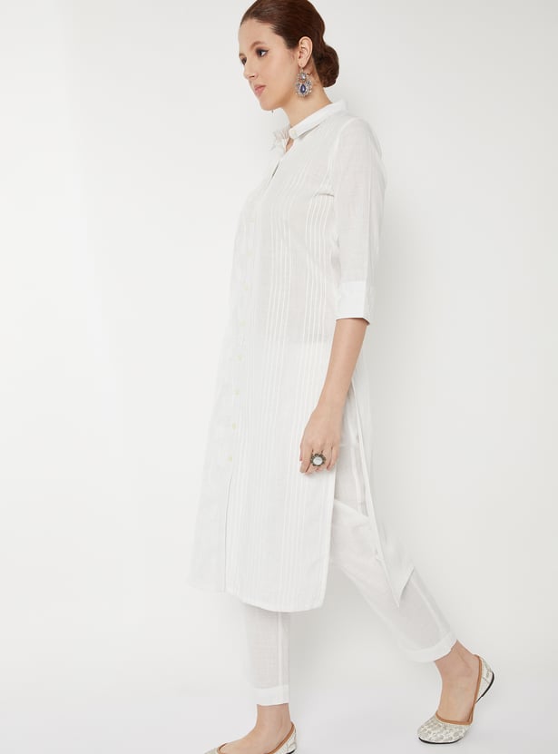 Women Embroidered Straight Kurta Set