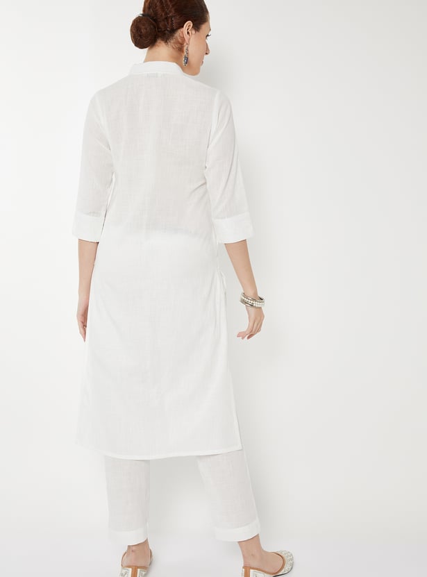 Women Embroidered Straight Kurta Set