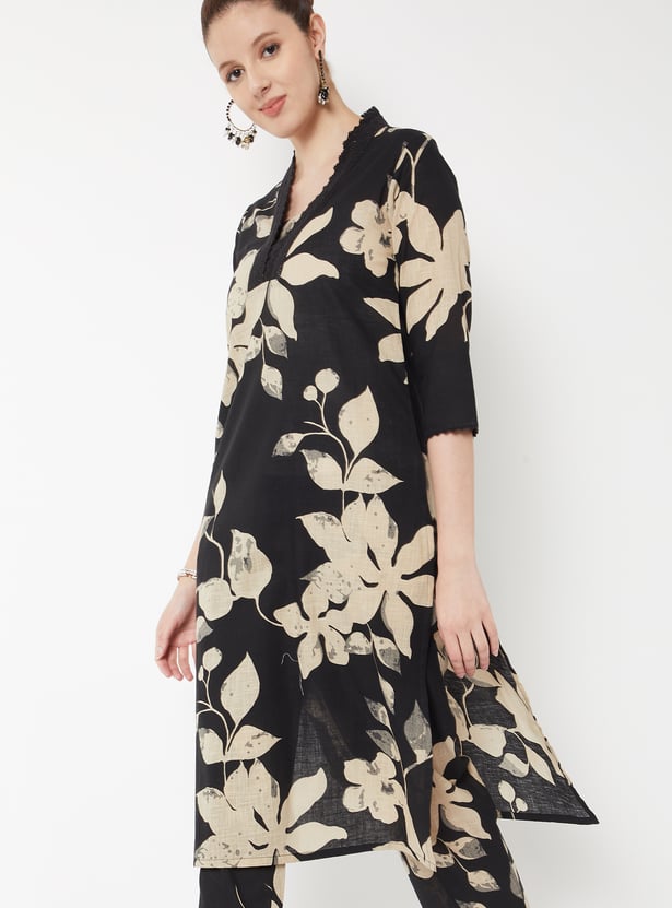 Women Floral Print Straight Kurta Set