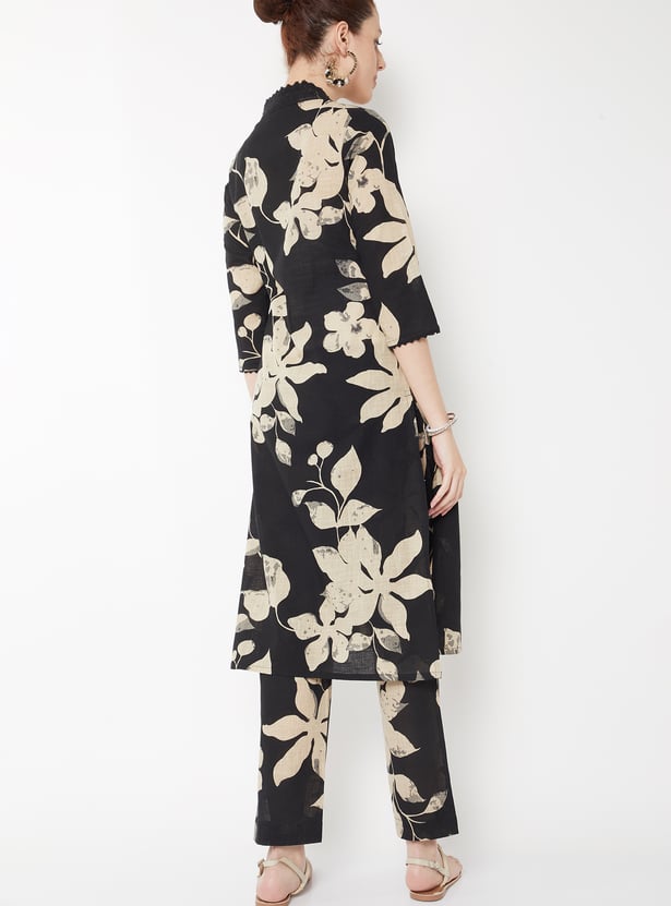 Women Floral Print Straight Kurta Set