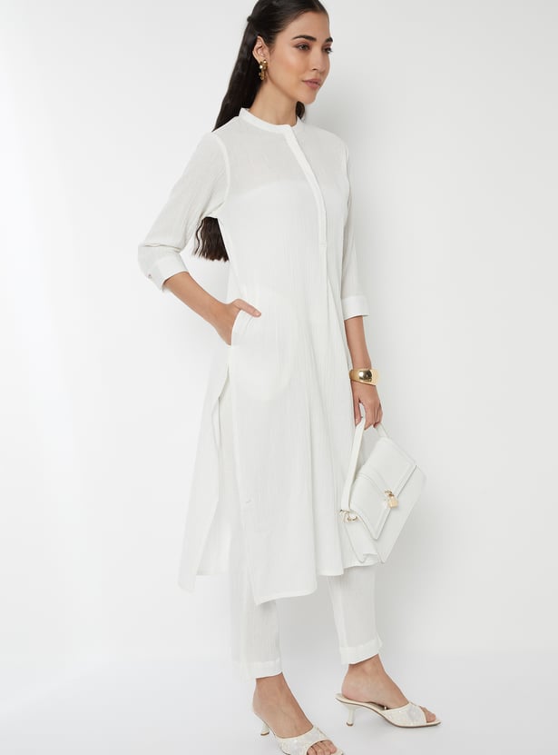 Women Textured Straight Kurta Set