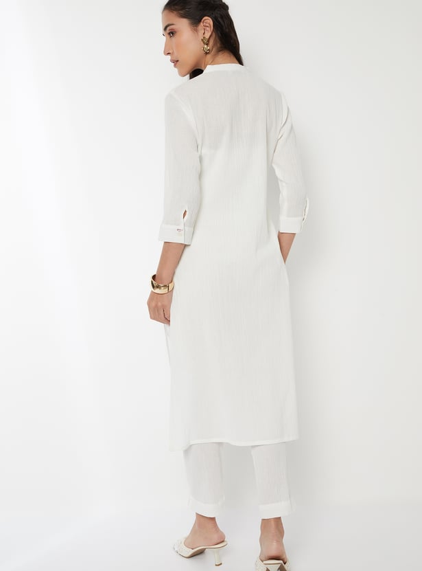 Women Textured Straight Kurta Set