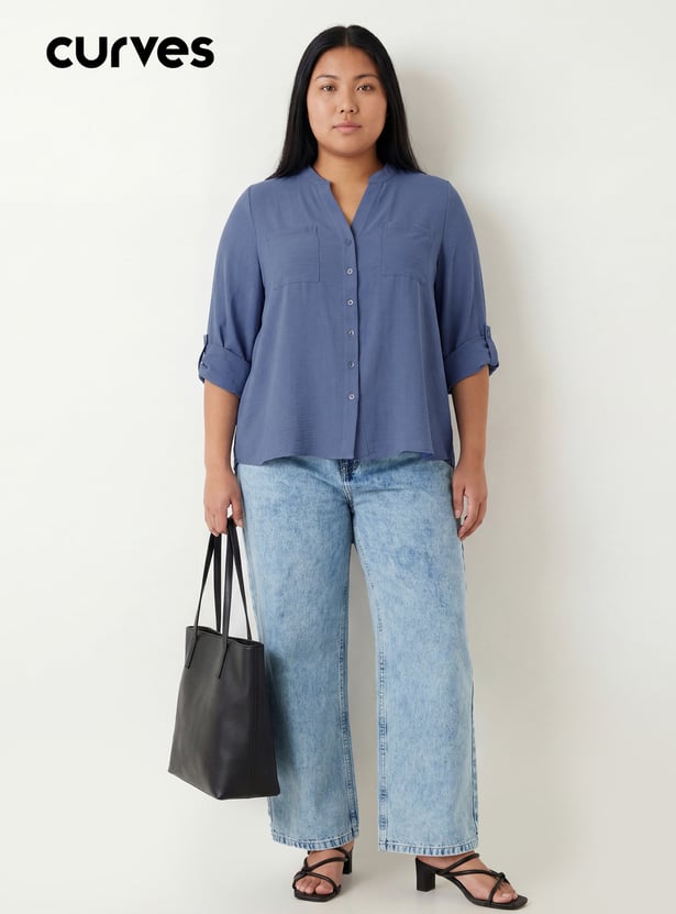 Women Textured Shirt-style Top