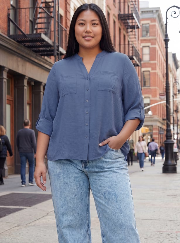 Women Textured Shirt-style Top