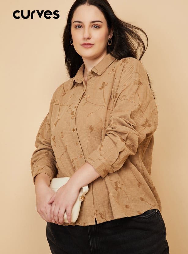 Women Embroidered Regular Fit Shirt