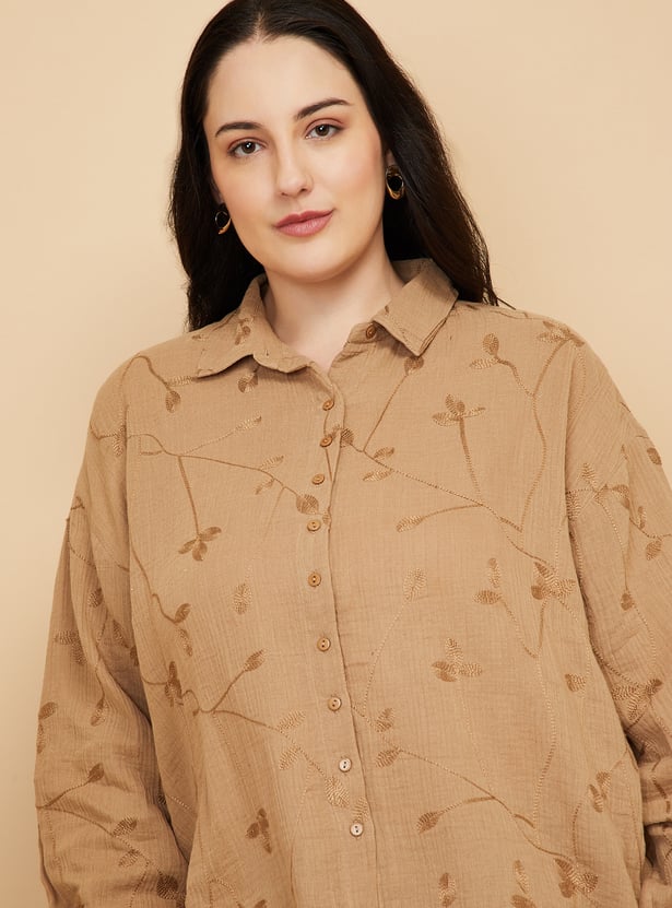 Women Embroidered Regular Fit Shirt