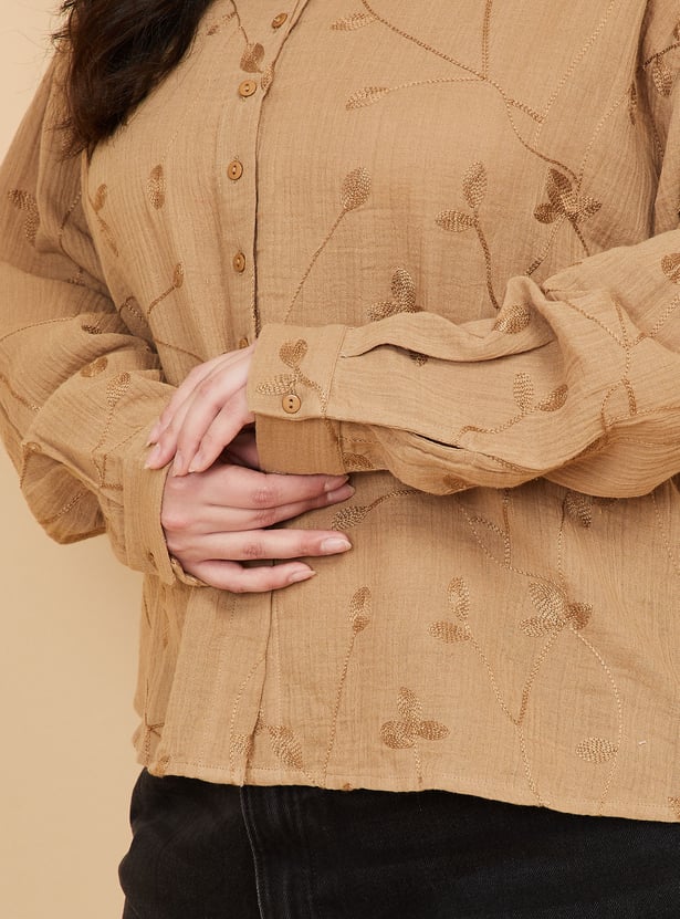 Women Embroidered Regular Fit Shirt