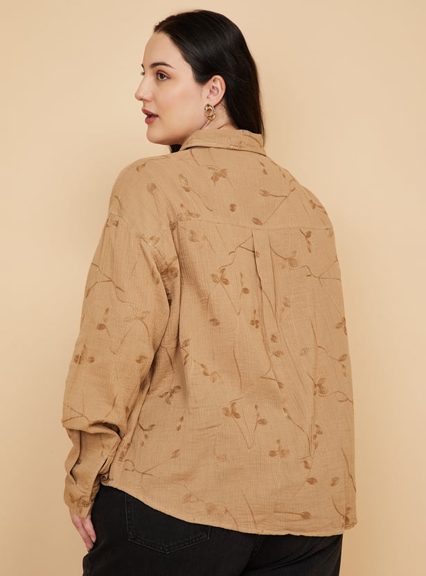 Women Embroidered Regular Fit Shirt