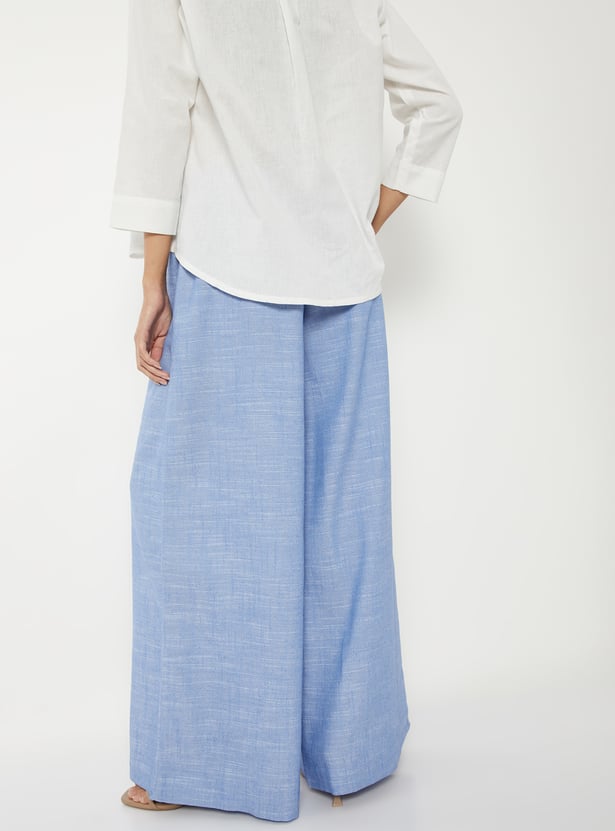 Women Textured Wide Leg Trousers