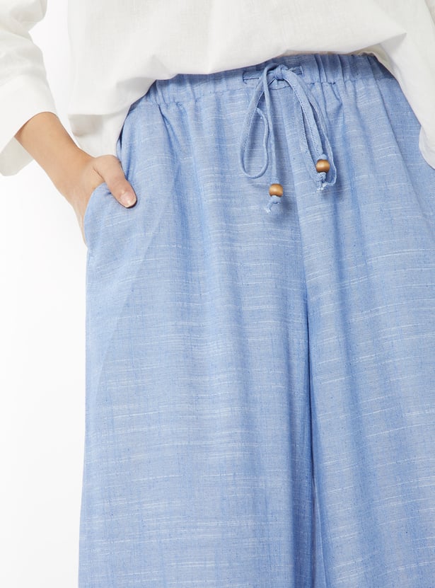 Women Textured Wide Leg Trousers