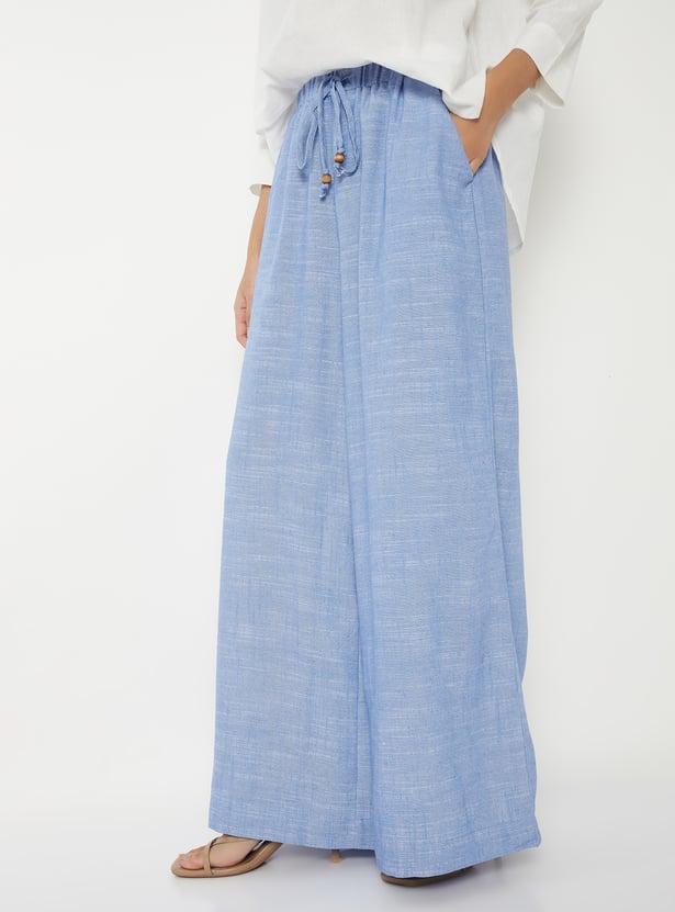 Women Textured Wide Leg Trousers